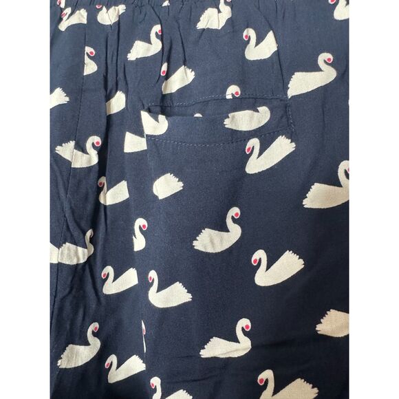 Smashed Lemon Quirky Novelty Swan Print Navy Blue Pull on Pants Size M NWT - Picture 4 of 11